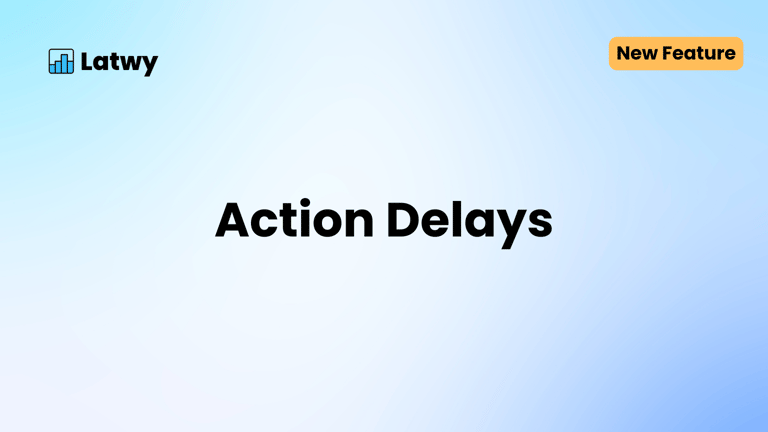 A graphic for a new feature, action delays.