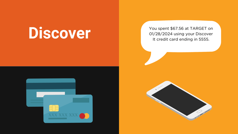 An illustration of a purchase alert from Discover.